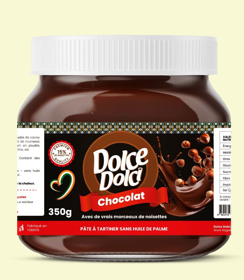 Chocolat à Tartiner Dolce Dolci avec de vrais Morceaux de Noisettes à l'intérieur 350g