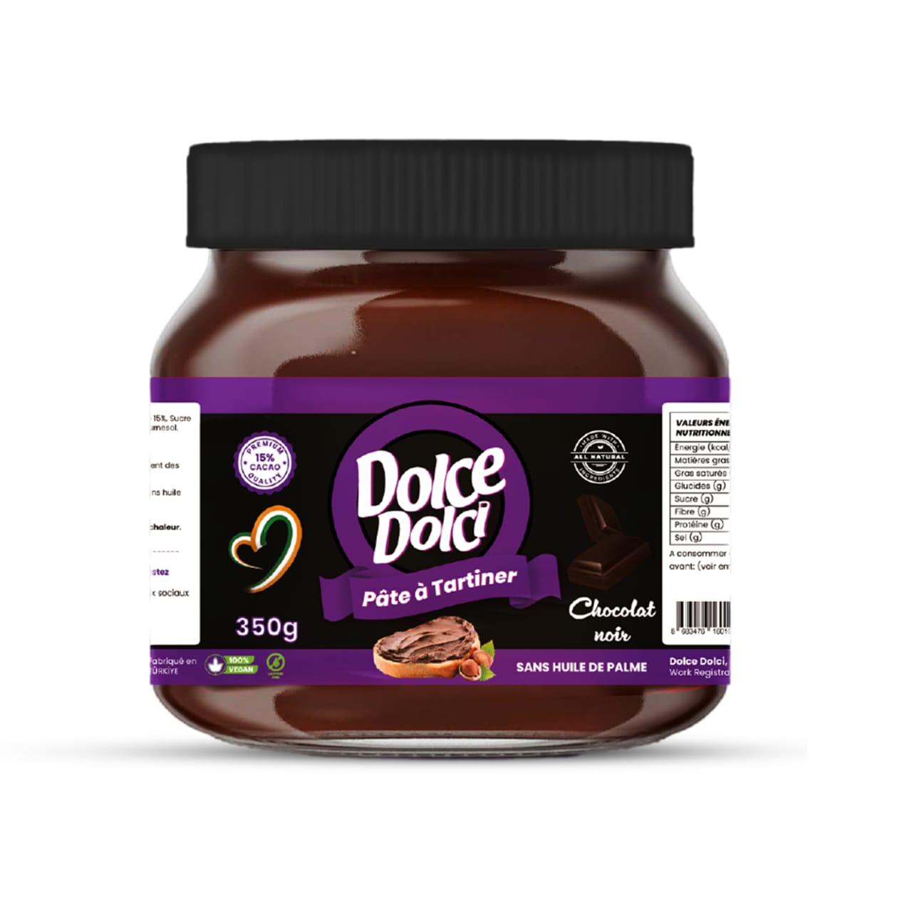 Chocolat à Tartiner Dolce Dolci rectte Chocolat Noir 350g