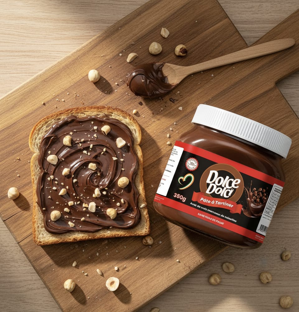 Chocolat à Tartiner Dolce Dolci avec de vrais Morceaux de Noisettes à l'intérieur 350g