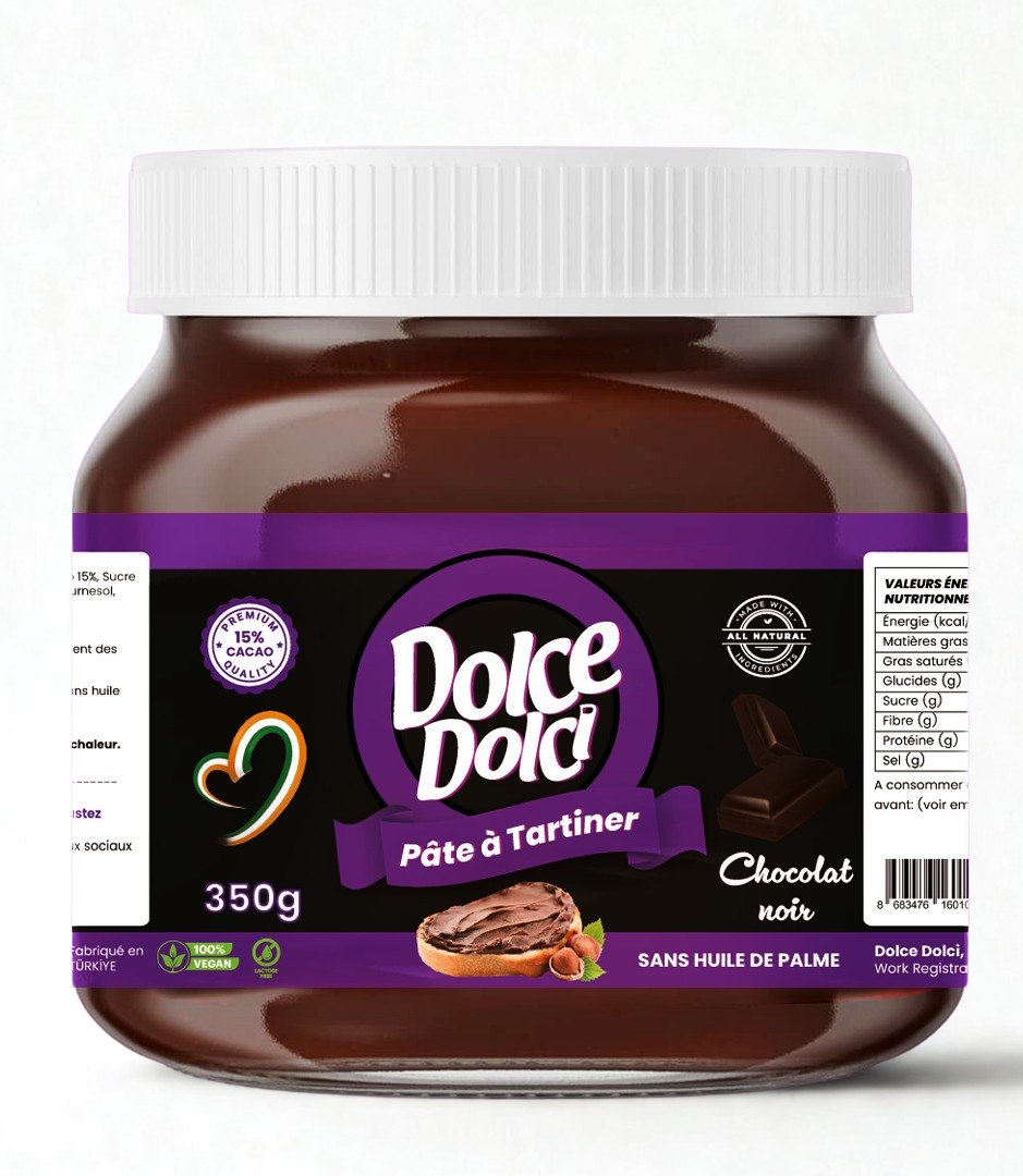 Pâte à Tartiner recette Dark Chocolat Noir 350g